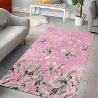 Cranes Sakura Floral Pink Pastel Area Rug Hawaii Japan Culture LT01 - Polynesian Pride