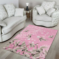 Cranes Sakura Floral Pink Pastel Area Rug Hawaii Japan Culture LT01 - Polynesian Pride