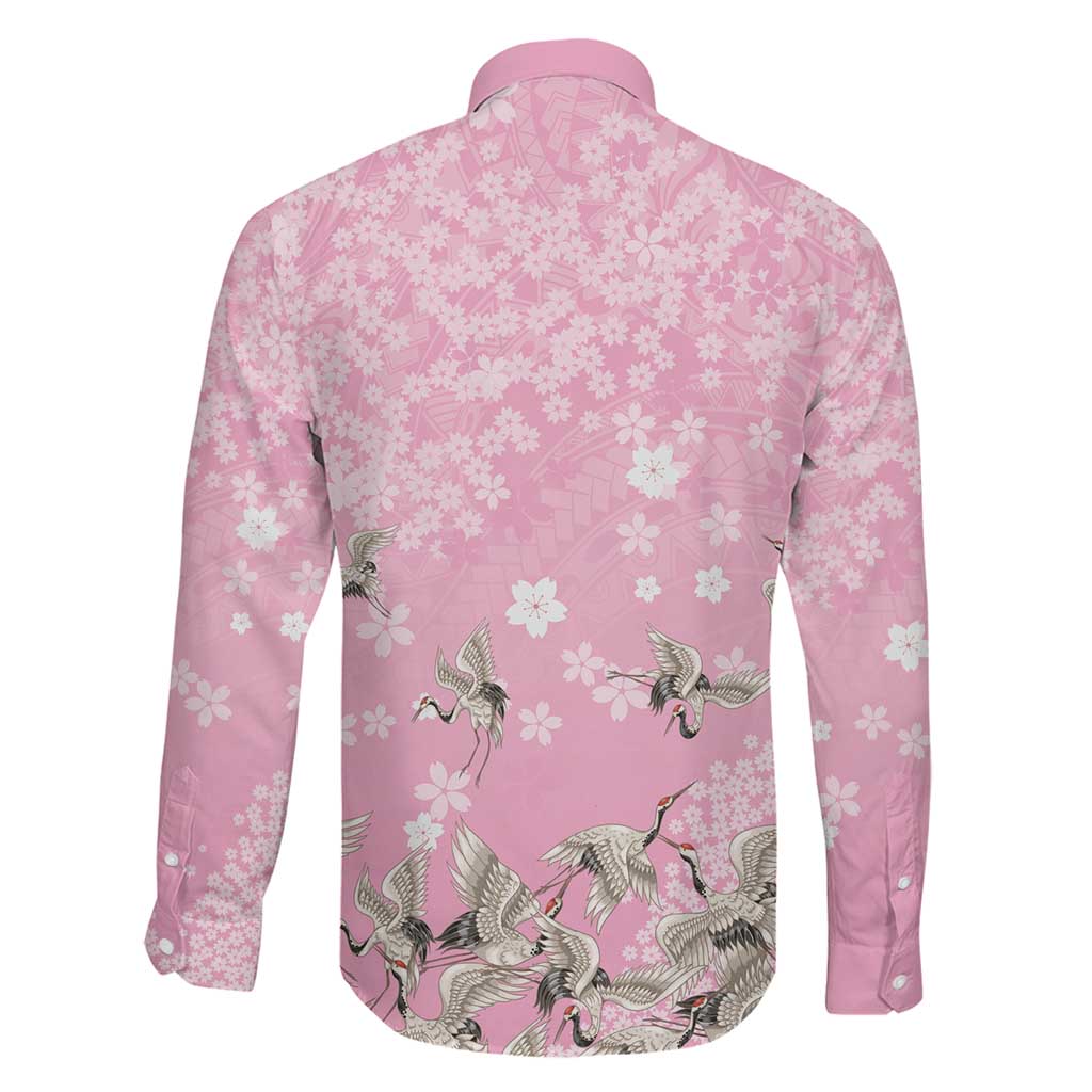 Cranes Sakura Floral Pink Pastel Family Matching Mermaid Dress and Hawaiian Shirt Hawaii Japan Culture LT01 - Polynesian Pride