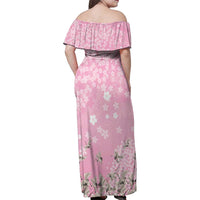 Cranes Sakura Floral Pink Pastel Family Matching Off Shoulder Maxi Dress and Hawaiian Shirt Hawaii Japan Culture LT01 - Polynesian Pride