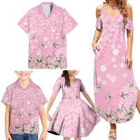 Cranes Sakura Floral Pink Pastel Family Matching Summer Maxi Dress and Hawaiian Shirt Hawaii Japan Culture LT01 - Polynesian Pride