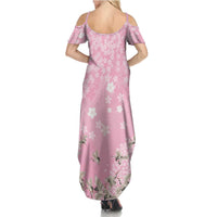 Cranes Sakura Floral Pink Pastel Family Matching Summer Maxi Dress and Hawaiian Shirt Hawaii Japan Culture LT01 - Polynesian Pride
