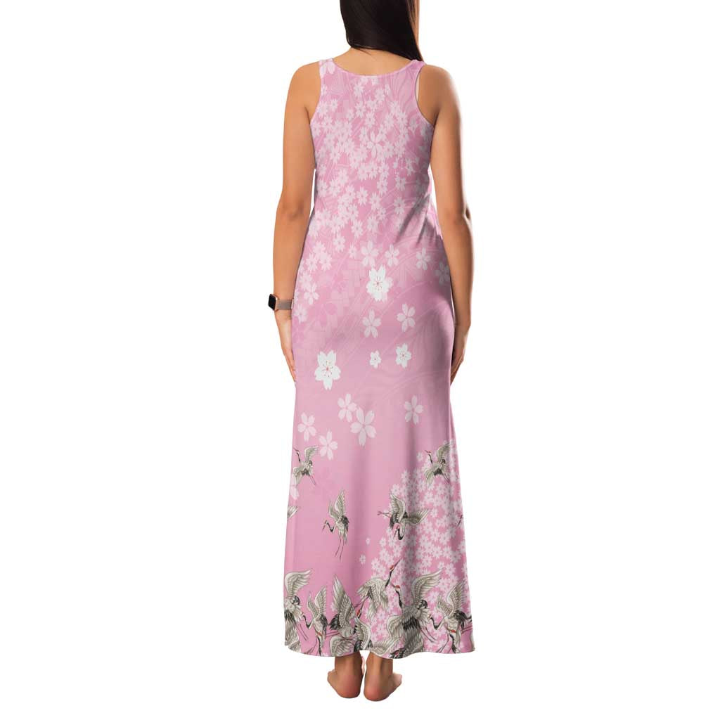 Cranes Sakura Floral Pink Pastel Family Matching Tank Maxi Dress and Hawaiian Shirt Hawaii Japan Culture LT01 - Polynesian Pride