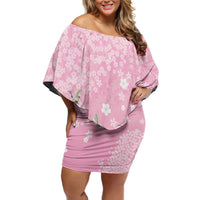 Cranes Sakura Floral Pink Pastel Off Shoulder Short Dress Hawaii Japan Culture - Polynesian Pride
