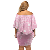 Cranes Sakura Floral Pink Pastel Off Shoulder Short Dress Hawaii Japan Culture - Polynesian Pride