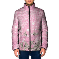Cranes Sakura Floral Pink Pastel Padded Jacket Hawaii Japan Culture LT01 Men Pink - Polynesian Pride