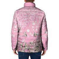 Cranes Sakura Floral Pink Pastel Padded Jacket Hawaii Japan Culture LT01 - Polynesian Pride