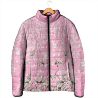 Cranes Sakura Floral Pink Pastel Padded Jacket Hawaii Japan Culture LT01 - Polynesian Pride