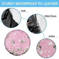 Cranes Sakura Floral Pink Pastel Spare Tire Cover Hawaii Japan Culture - Polynesian Pride