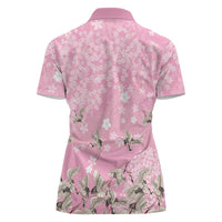 Cranes Sakura Floral Pink Pastel Women Polo Shirt Hawaii Japan Culture - Polynesian Pride