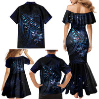 Personalised Matariki Paua Shell New Zealand Family Matching Mermaid Dress and Hawaiian Shirt Haka Dance At The Starry Night LT01 - Polynesian Pride