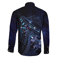 Personalised Matariki Paua Shell New Zealand Family Matching Off Shoulder Maxi Dress and Hawaiian Shirt Haka Dance At The Starry Night LT01 - Polynesian Pride