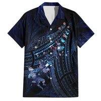 Personalised Matariki Paua Shell New Zealand Family Matching Off Shoulder Short Dress and Hawaiian Shirt Haka Dance At The Starry Night LT01 Dad's Shirt - Short Sleeve Black - Polynesian Pride
