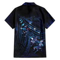 Personalised Matariki Paua Shell New Zealand Family Matching Puletasi and Hawaiian Shirt Haka Dance At The Starry Night LT01 - Polynesian Pride