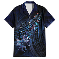 Personalised Matariki Paua Shell New Zealand Family Matching Short Sleeve Bodycon Dress and Hawaiian Shirt Haka Dance At The Starry Night LT01 Dad's Shirt - Short Sleeve Black - Polynesian Pride