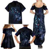 Personalised Matariki Paua Shell New Zealand Family Matching Summer Maxi Dress and Hawaiian Shirt Haka Dance At The Starry Night LT01 - Polynesian Pride