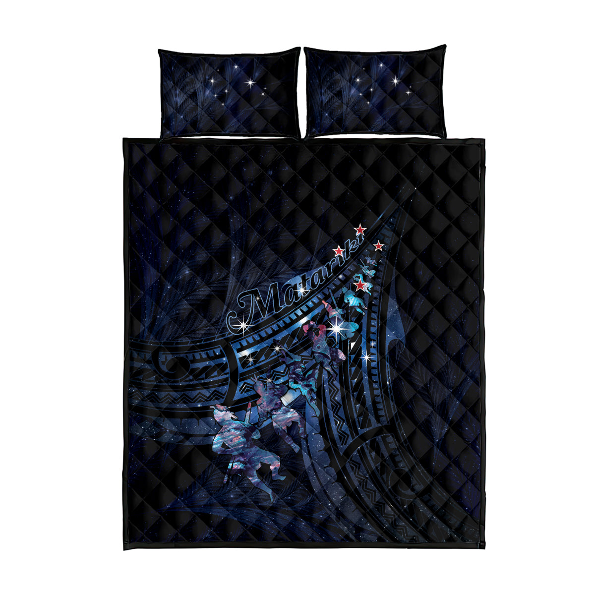 Matariki Paua Shell New Zealand Quilt Bed Set Haka Dance At The Starry Night LT01 - Polynesian Pride