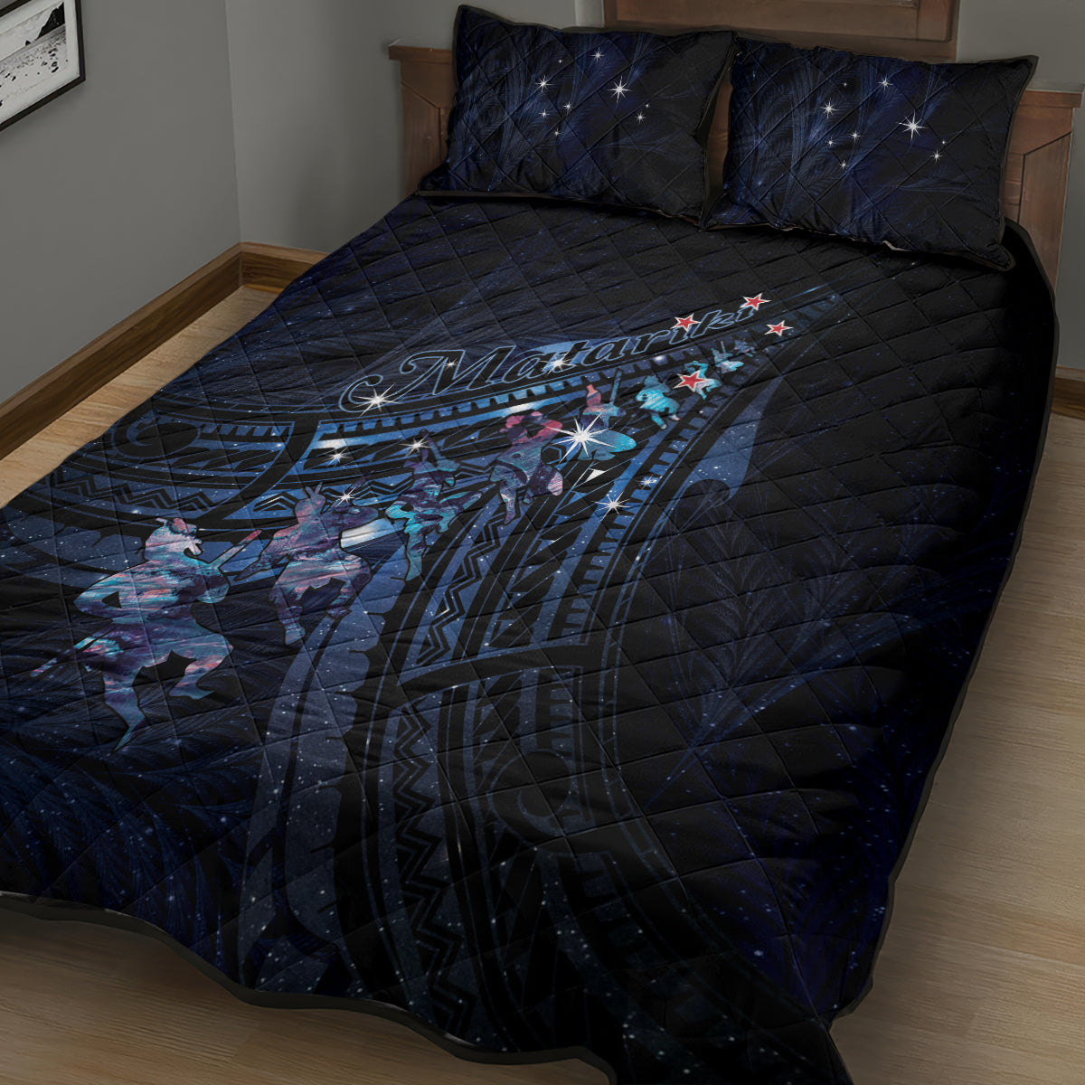 Matariki Paua Shell New Zealand Quilt Bed Set Haka Dance At The Starry Night LT01 - Polynesian Pride