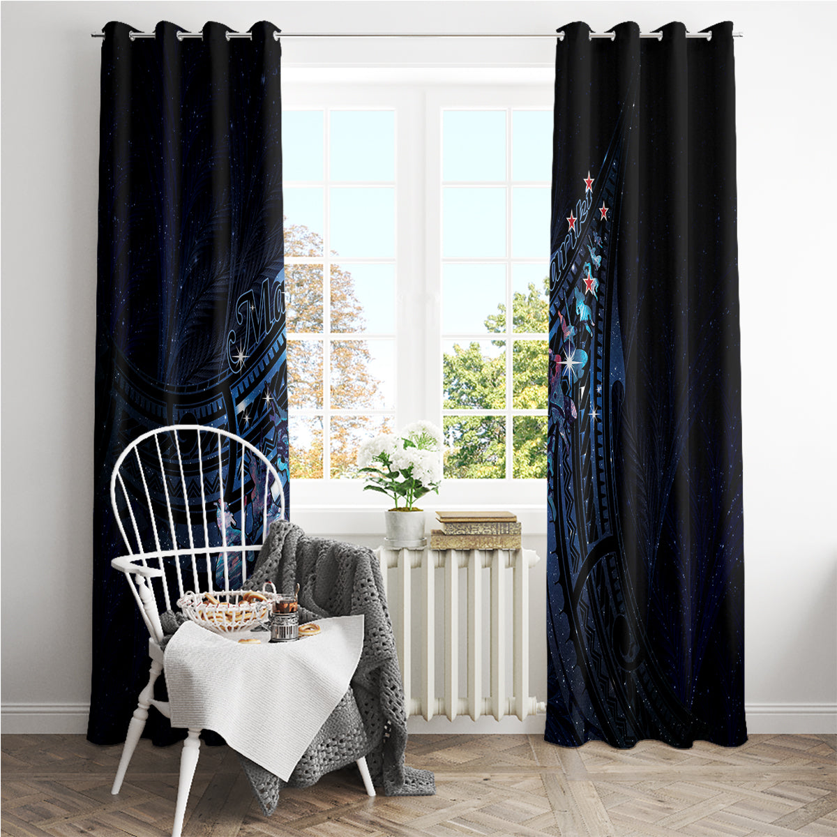 Matariki Paua Shell New Zealand Window Curtain Haka Dance At The Starry Night