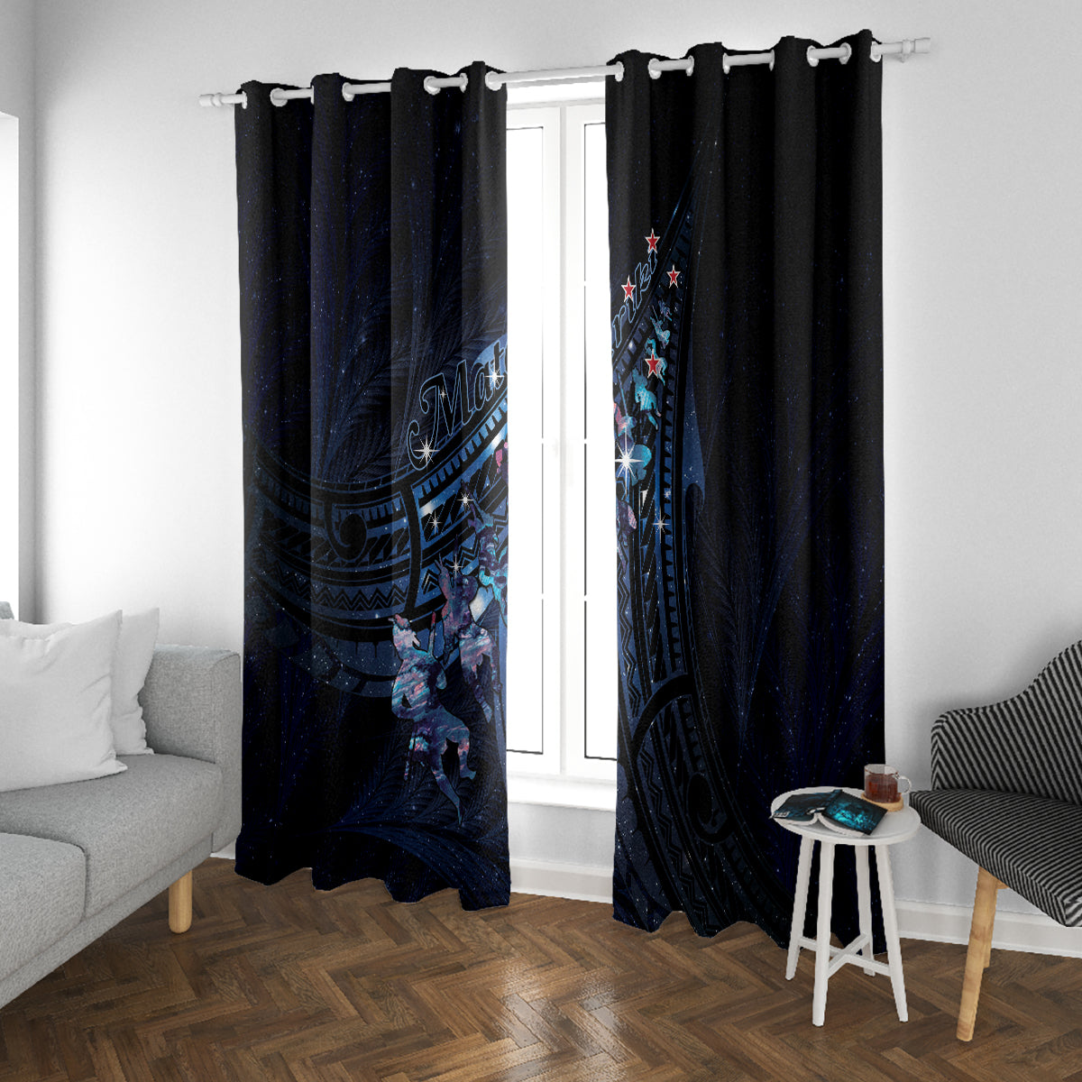 Matariki Paua Shell New Zealand Window Curtain Haka Dance At The Starry Night
