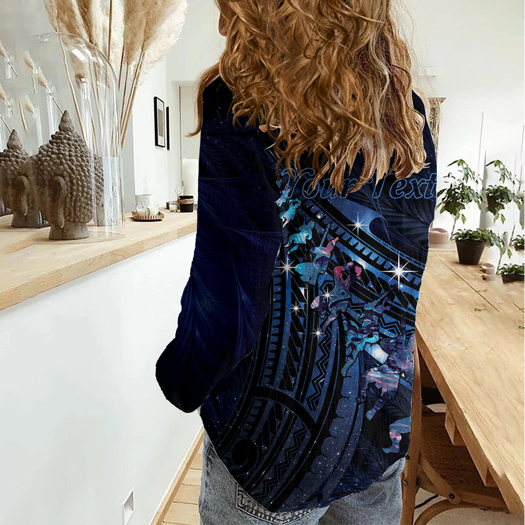 Personalised Matariki Paua Shell New Zealand Women Casual Shirt Haka Dance At The Starry Night