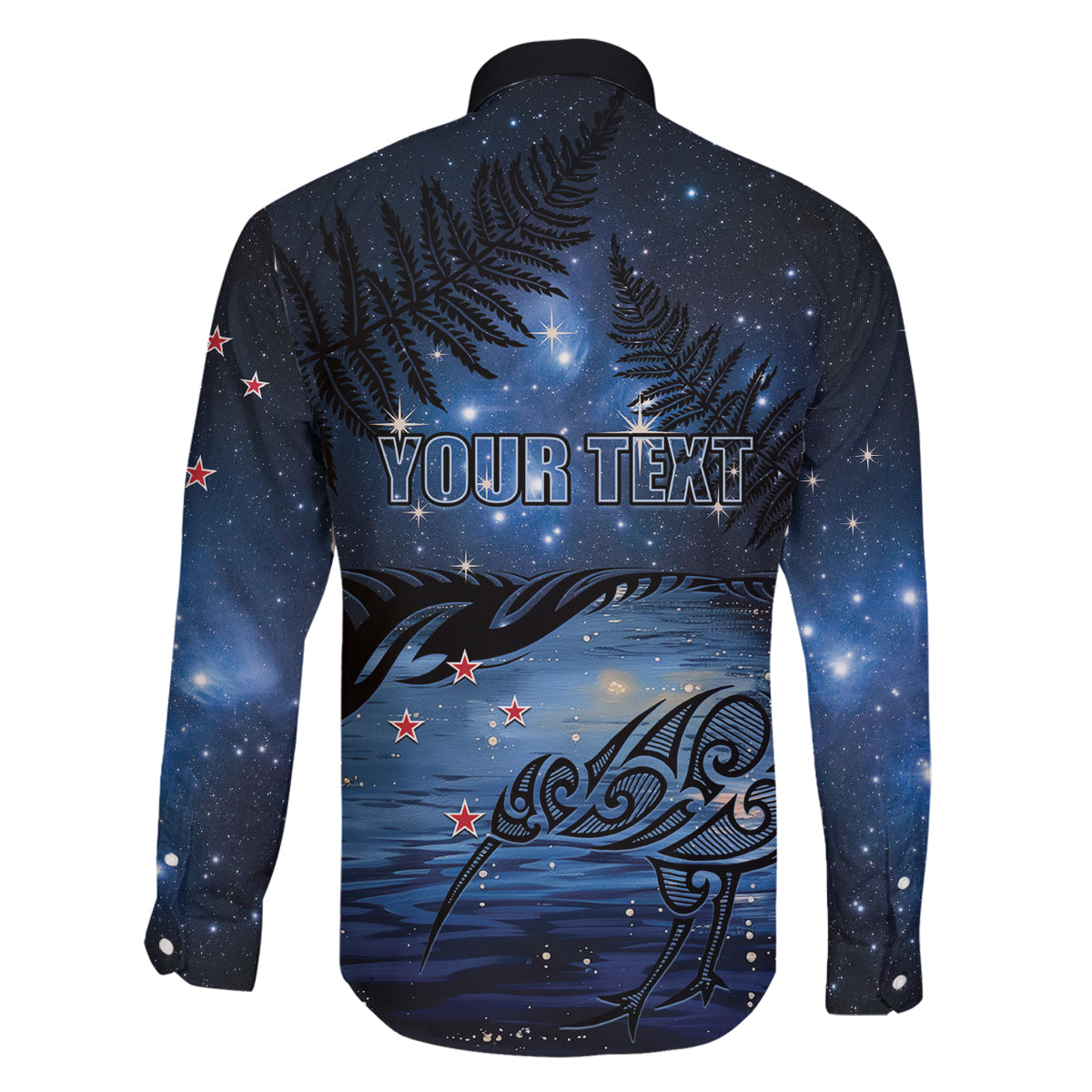 Personalised Matariki Kiwi Family Matching Off The Shoulder Long Sleeve Dress and Hawaiian Shirt Silver Fern LT01 - Polynesian Pride