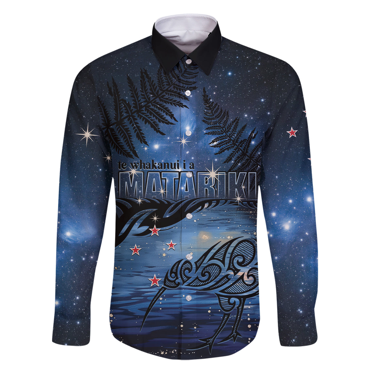 Personalised Matariki Kiwi Family Matching Puletasi and Hawaiian Shirt Silver Fern