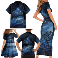 Personalised Matariki Kiwi Family Matching Short Sleeve Bodycon Dress and Hawaiian Shirt Silver Fern LT01 - Polynesian Pride