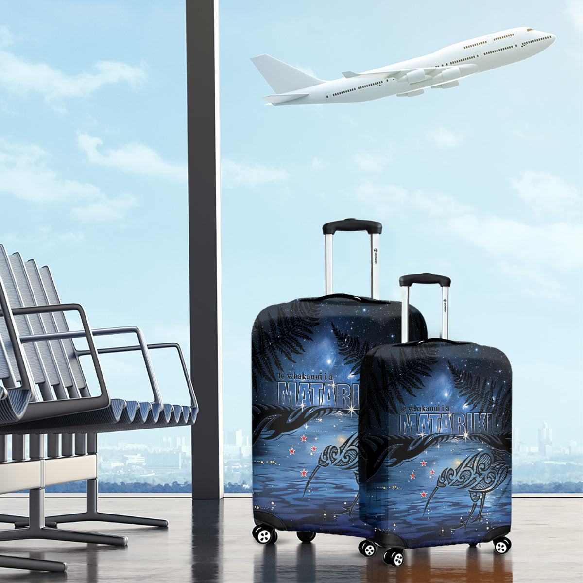 Matariki Kiwi Luggage Cover Silver Fern