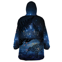 Personalised Matariki Kiwi Wearable Blanket Hoodie Silver Fern