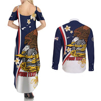 Personalized American Samoa Couples Matching Summer Maxi Dress and Long Sleeve Button Shirt Amerika Samoa Bald Eagle