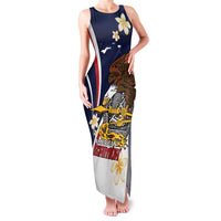 Personalized American Samoa Family Matching Tank Maxi Dress and Hawaiian Shirt Amerika Samoa Bald Eagle
