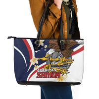 Personalized American Samoa Leather Tote Bag Amerika Samoa Bald Eagle