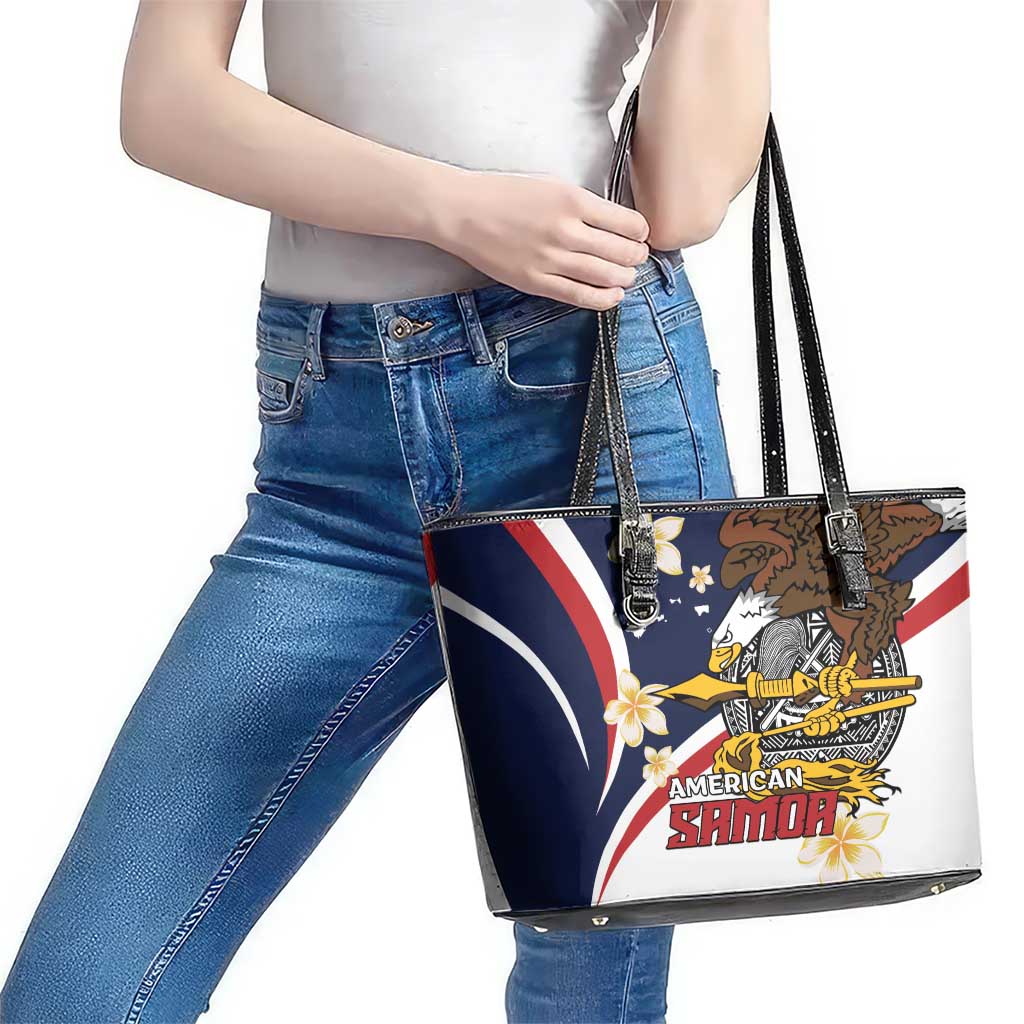 Personalized American Samoa Leather Tote Bag Amerika Samoa Bald Eagle