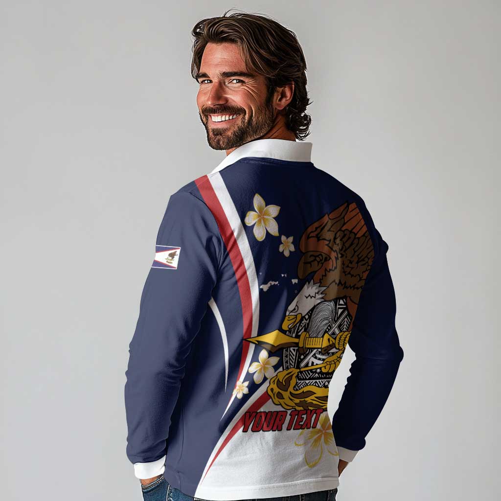 Personalized American Samoa Long Sleeve Polo Shirt Amerika Samoa Bald Eagle