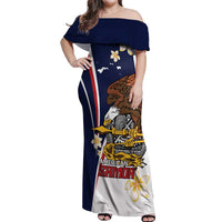 Personalized American Samoa Off Shoulder Maxi Dress Amerika Samoa Bald Eagle