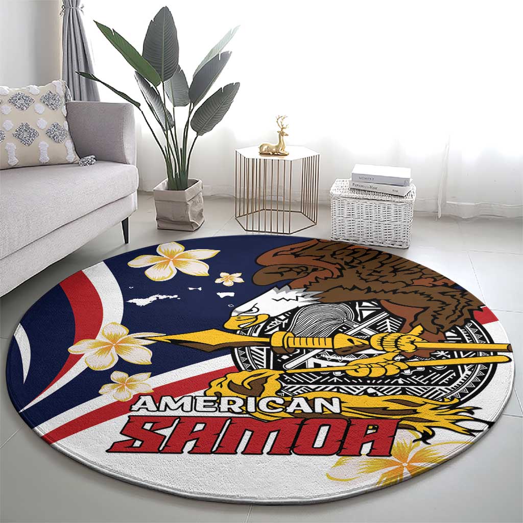 Personalized American Samoa Round Carpet Amerika Samoa Bald Eagle