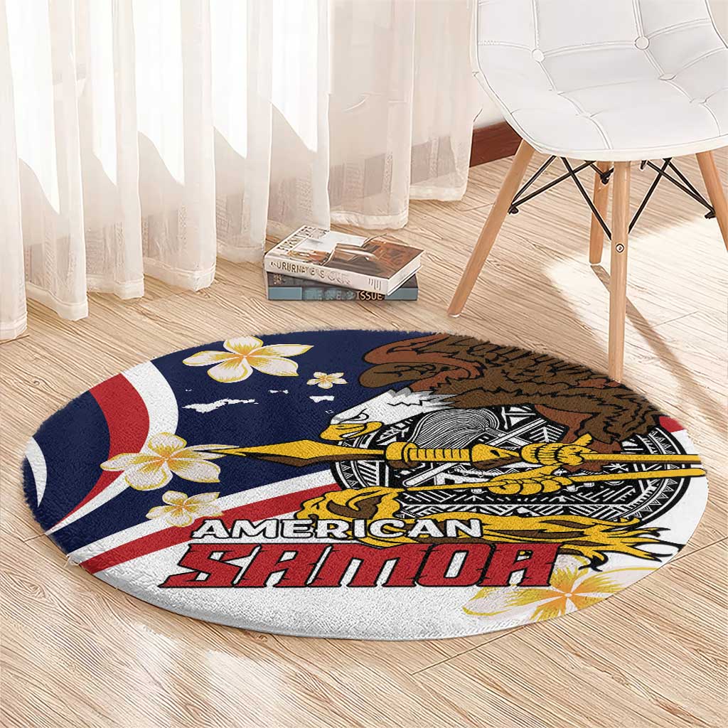 Personalized American Samoa Round Carpet Amerika Samoa Bald Eagle