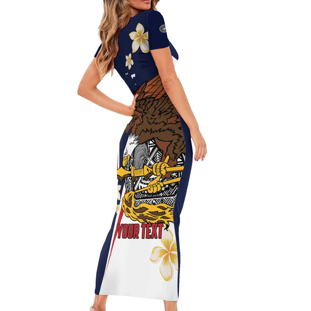 Personalized American Samoa Short Sleeve Bodycon Dress Amerika Samoa Bald Eagle