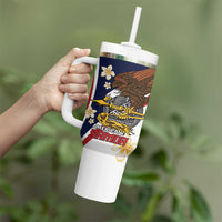 Personalized American Samoa Tumbler With Handle Amerika Samoa Bald Eagle