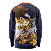 American Samoa Eagle Kava Bowl Long Sleeve Shirt Plumeria Polynesian Pattern