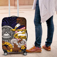 American Samoa Eagle Kava Bowl Luggage Cover Plumeria Polynesian Pattern