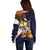 American Samoa Eagle Kava Bowl Off Shoulder Sweater Plumeria Polynesian Pattern