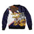 American Samoa Eagle Kava Bowl Sleeve Zip Bomber Jacket Plumeria Polynesian Pattern