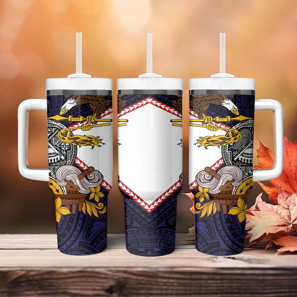 American Samoa Eagle Kava Bowl Tumbler With Handle Plumeria Polynesian Pattern