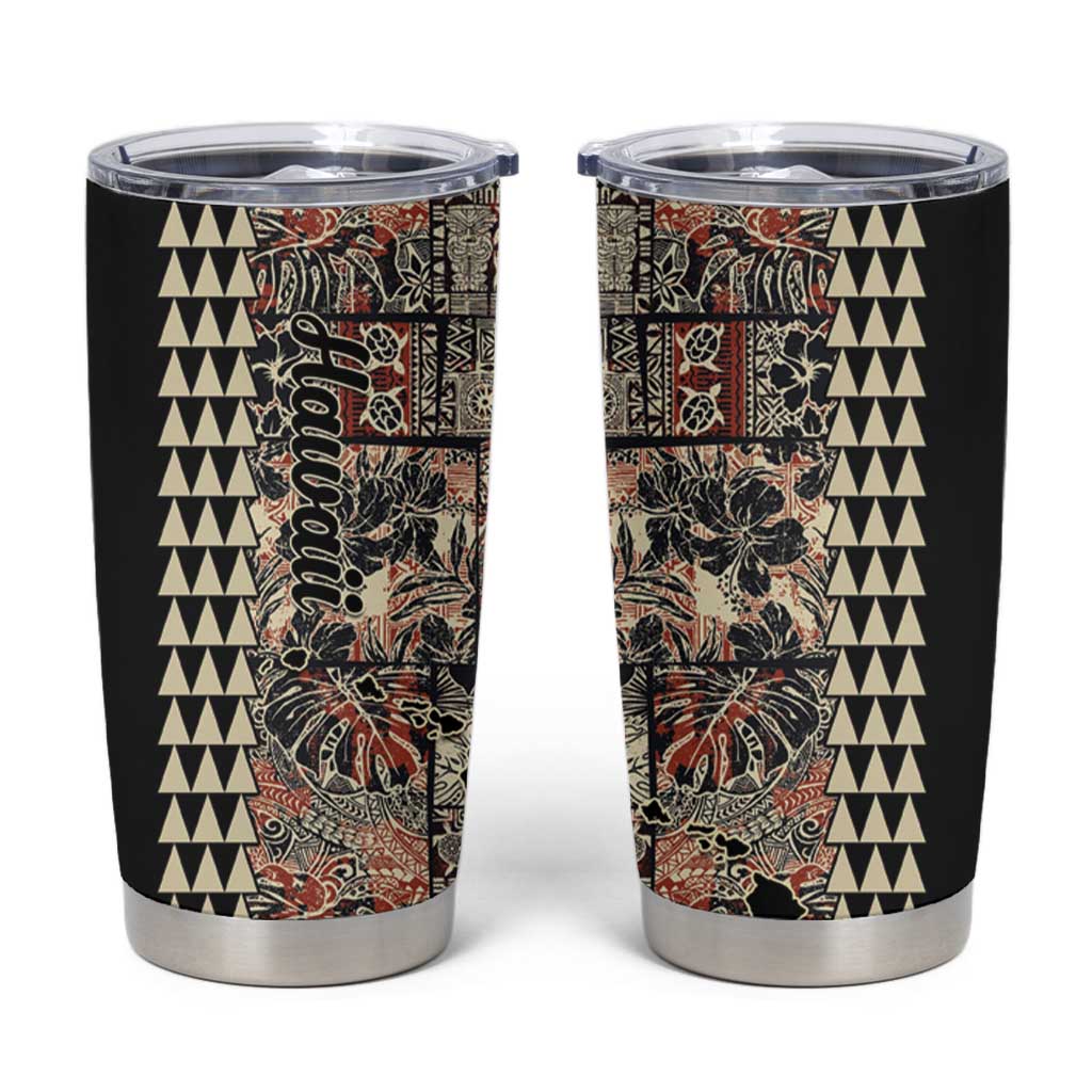 Hawaiian Quilt Tumbler Cup Hibiscus Kakau Vintage Style LT01 Beige - Polynesian Pride