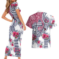 Hawaii Kakau Mix Paisley Pattern Couples Matching Short Sleeve Bodycon Dress and Hawaiian Shirt Polynesian Tropical Unique Style LT01 - Polynesian Pride