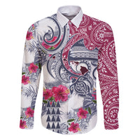 Hawaii Kakau Mix Paisley Pattern Family Matching Puletasi Dress and Hawaiian Shirt Polynesian Tropical Unique Style LT01 Dad's Shirt - Long Sleeve White - Polynesian Pride