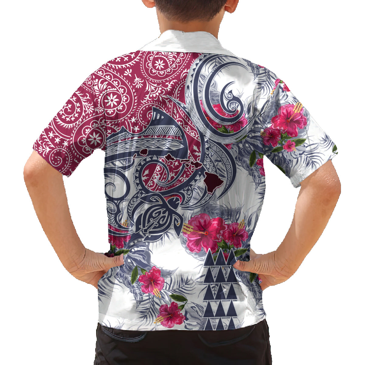 Hawaii Kakau Mix Paisley Pattern Family Matching Tank Maxi Dress and Hawaiian Shirt Polynesian Tropical Unique Style LT01 - Polynesian Pride