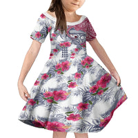 Hawaii Kakau Mix Paisley Pattern Family Matching Tank Maxi Dress and Hawaiian Shirt Polynesian Tropical Unique Style LT01 Daughter's Dress White - Polynesian Pride